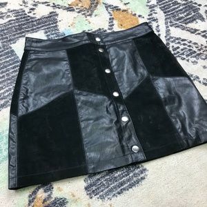 Forever 21 Black Genuine Leather and Suede Mini Skirt